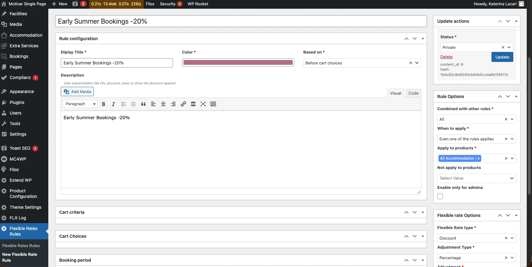 Flexible rate rules interface